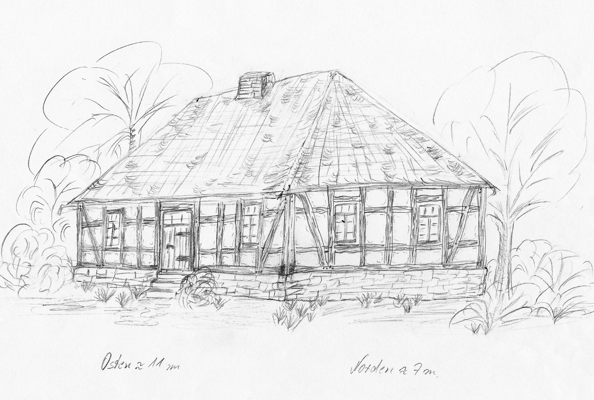 Forsthaus Mittelsorpe, erbaut 1808/09; Zeichnung von B. Michels